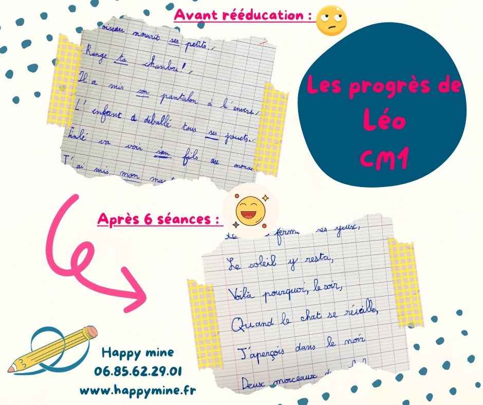 Les progrès de Léo, CM1 après 6 séances